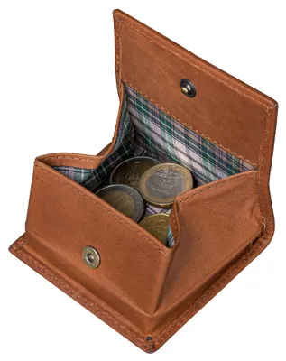 Produktbild von Benthill Mini Münzbörse Echt Leder | Kleine Minibörse für Münzgeld | Kleingeldschütte für Münzen | Wiener Schachtel