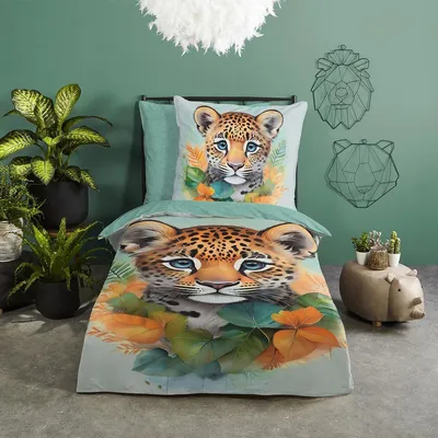 Produktbild von Traumschlaf Bettwäsche Tigerbaby mint 135x200cm + 80x80 cm