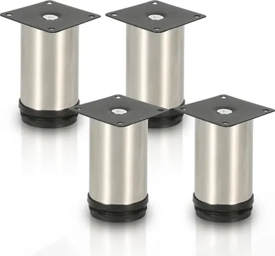Produktbild von SWANEW 4x Möbelfuß Möbelfüsse Edelstahl Fuss Durchmesser 40 mm Höhe 120mm Schwarz Höhenverstellbar