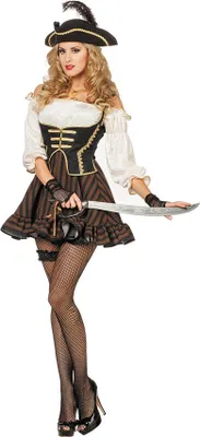Produktbild von Piraten-Dame-Kurzes Kleid Braun Kostüm 34