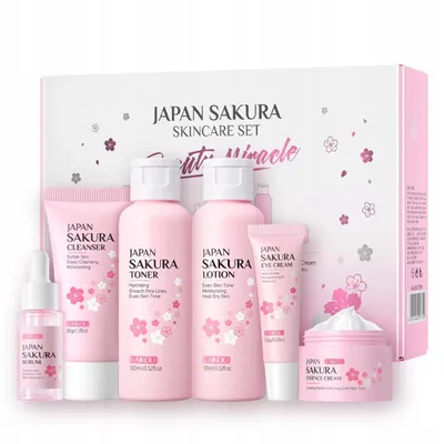 Produktbild von Japan Sakura Set – Komplettes 6-teiliges koreanisches Gesichtspflege-Set