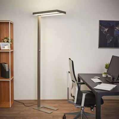 Produktbild von Lindby - Moderne Stehleuchte I Stehlampe I Standleuchte I Lampe I Leuchte Aluminium inkl. LED und Dimmer - Logan Dimmer I Dimmbar I Wohnzimmer I Schlafzimmer I Deckenfluter - Rechteckig - I (nicht austauschbare) LED