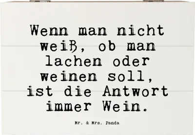 Produktbild von Mr. & Mrs. Panda Box Wenn man nicht weiß,... 22 x 15 cm - Weiß - Geschenk, Sprüche, lachen, Erinnerungskiste, schlechte Laune, Trauer, Trennung, fotobox, Freundin