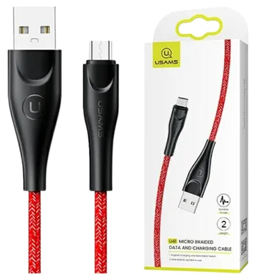 Obrázok produktu pre Usams U41 Microusb 2M 2A opletený kábel červený/červený Sj396Usb02 (Us-Sj396) rýchle nabíjanie