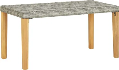 Produktbild von Gartenbank 120 cm Grau Poly Rattan und Massivholz Akazie