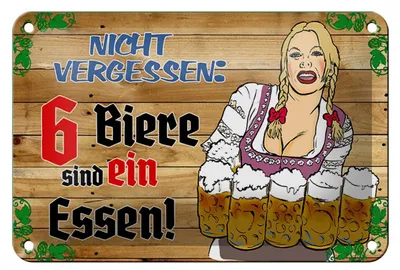 Produktbild von Blechschild Alkohol 12x18cm 6 Biere sind ein Essen