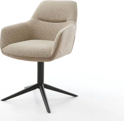 Produktbild von DELIFE Drehstuhl Pejo-Flex Materialmix Schlamm Fußkreuz Schwarz 360° drehbar Wippfunktion Taschenfederkern