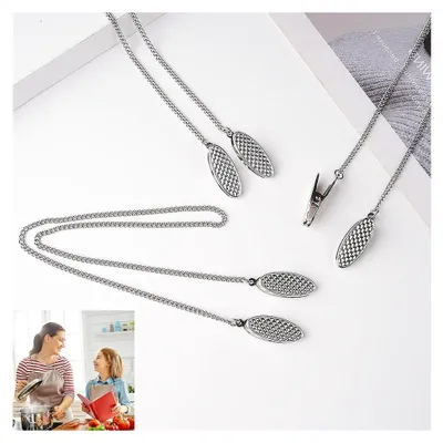 Produktbild von 3 Stück Serviettenkette mit Clip für Senioren, Serviettenhalter aus Edelstahl, Metall Serviettenklammern, Für ältere Menschen oder Haustiere