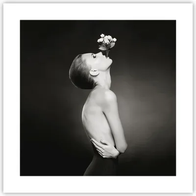Produktbild von Poster - Poster ohne Rahmen - Nackt Frau Blumen - 40x40 cm - Wand Bild - Wanddeko - Wandbilder - Kunstposter - Wandposter - Bilder - Kunstdruck - Wanddekoration - Wandbild - P2XAC40x40-4849