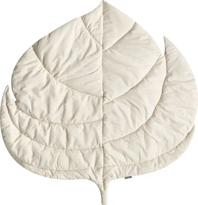 Zdjęcie produktu dla BELIANI Mata do zabawy złamana biel bawełniana pikowana 110 x 110 cm w kształcie liścia akcesoria dla niemowląt dzieci