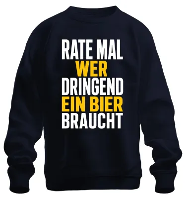 Immagine prodotto di Felpa con scritta "A chi ha proprio bisogno di una birra", divertente, a tema alcol, colore blu navy, taglia L