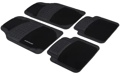 Image de Tapis de sol Dunlop voiture 4 pièces - 2 tapis de voiture 65 x 41 CM - 2 tapis de sol voiture 41 x 40 CM - Convient à toutes les voitures - PVC/polyester - Noir