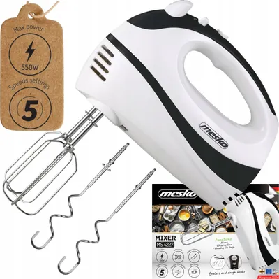 Obrázek produktu pro Ruční Mixér 550W 5 Rychlostí Turbo Ejektor Kuchyňský Mixér Hák Šlehač