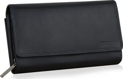 Frentree® Damen Geldbörse aus echtem Nappaleder, großes Leder Portemonnaie mit RFID-Schutz, weiches Echtleder Portmonee, viele Fächer, Dunkelblau