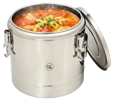 Imagen del producto de Recipiente aislado para sopas, acero inoxidable 304, capacidad de 10 litros, color plateado