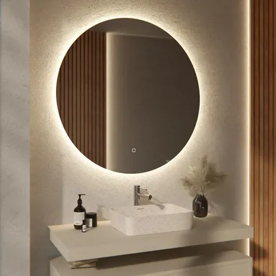 Image de Mirlux Miroir de salle de bain avec éclairage LED - Miroir mural rond - Miroir de douche anti-condensation - Noir mat