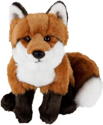 A plush toy fox sitting down.