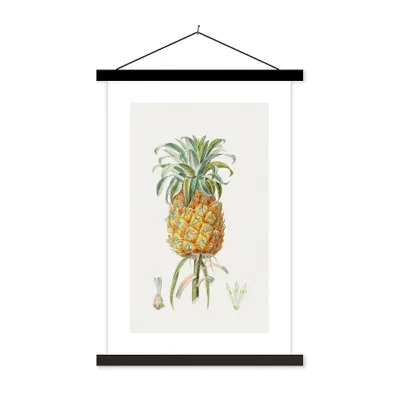 Produktbild von MuchoWow® Textilposter Ananas - Obst - Lebensmittel 60x90 cm mit schwarzem Rahmen - Poster Wohnzimmer
