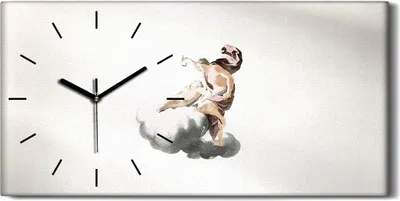 Produktbild von Wandkunst Leinwand Bild Uhr Quarz 60x30 Zeichnung Antike Wolken Engel Kunst - schwarze Hände