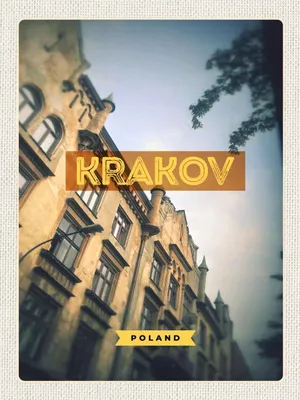 Produktbild von vianmo Holzschild 40x30 cm Krakow Hauptstadt Kleinpolen Bildmotiv Reisemotiv Straße Stadt