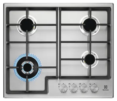 Image de Electrolux EGS64362X Table de cuisson à gaz encastrable, 4 brûleurs, inox