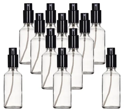 Image de Lot de 12 flacons vaporisateurs en verre transparent, contenance 50 ml