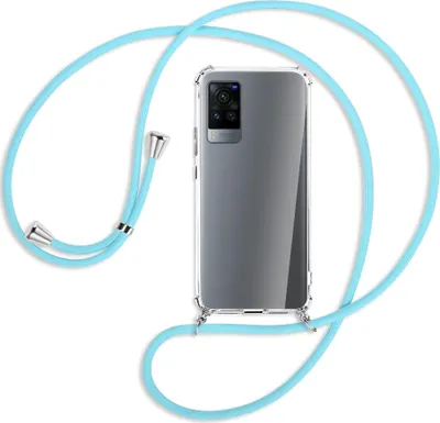Produktbild von Handykette Backcover-Schutzhülle mit Band (Metall silberfarben) für vivo X60 Pro - himmelblau