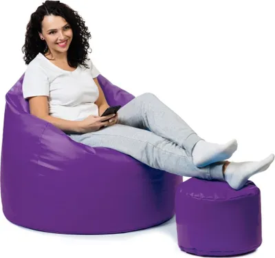 Produktbild von sunnypillow Premium XL Sitzsack mit Hocker Outdoor & Indoor mit 160L Styropor Füllung Sessel für Kinder & Erwachsene Sitzkissen Sofa Beanbag viele Farben zur Auswahl Violett