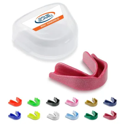Produktbild von GameGuard Zahnschutz für Erwachsene – Rosa Mundschutz mit Glitzer für Kampfsport, Hockey & Rugby – Einfach anpassbar – Mundschutz / Beißschiene – Ohne