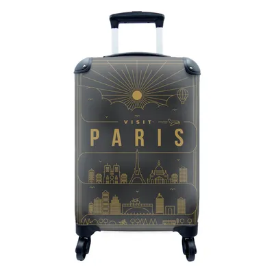 Obrázok produktu pre Kufrík Ručná batožina na kolieskach Malý cestovný kufor so 4 kolieskami Panoráma Paríža - čierna - Veľkosť kabíny < 55x40x23 cm & 55x40x20 cm - Foto