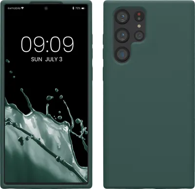 Produktbild von kwmobile Hülle kompatibel mit Samsung Galaxy S22 Ultra Hülle - Silikon Handy Case - Handyhülle weiche Oberfläche - kabelloses Laden - Blaugrün