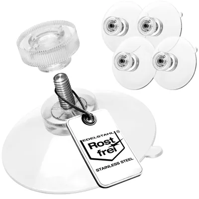 Produktbild von com-four® 4x Saugnäpfe mit M4-Gewinde - Ø 40 mm - Extra stark, transparent