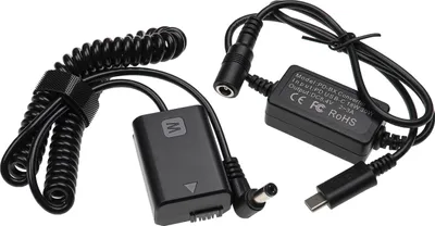 Produktbild von vhbw USB Netzteil kompatibel mit Sony Alpha 7R II, 6500, 7s, 6400, 7, 7 II, 7R Kamera, Digitalkamera + DC Kuppler (Ersatz für NP-FW50), Spiralkabel