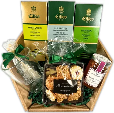 Produktbild von Geschenkkorb TEE-PAUSE mit 3 Packungen Deluxe Tee von Eilles
