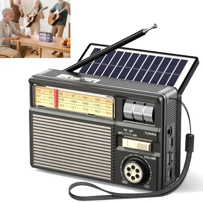 Produktbild von AM/FM/SW Solar Radio, Weltempfänger Radio Exzellentem Empfang, Kofferradio mit Bluetooth 6.0 Unterstützt AUX/USB/TF-Karte Playback, für Senioren