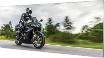 Produktbild von Glasbilder 125x50 Wandkunst Motorrad-Straße Wolken Himmel