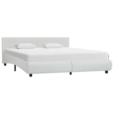Image de vidaXL Cadre de lit avec LED Blanc Similicuir 160 x 200 cm