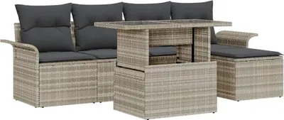 Immagine prodotto di Maison Exclusive - Set da giardino composto da 6 pezzi. Colore: grigio chiaro. Materiale: rattan sintetico