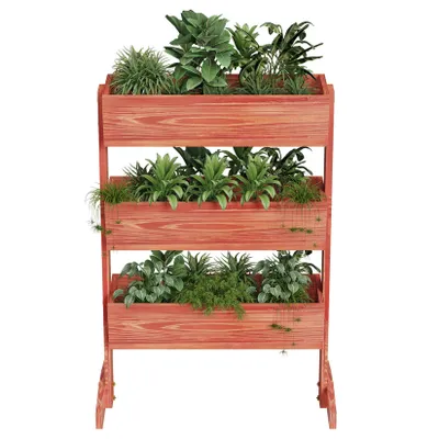 Produktbild von Hochbeet, vertikale Pflanzgefäße, langlebiges Kiefernholz, Burgund