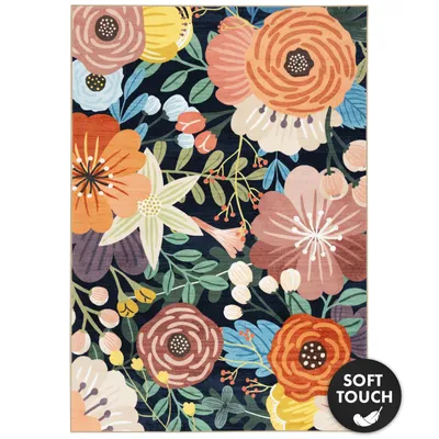 Produktbild von Floordirekt Teppich Tropica moderner Wohnteppich mit tropischem Blumenmuster, rutschfest, pflegeleicht & strapazierfähig, für Wohnzimmer, 160x230 cm