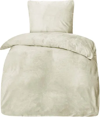 Produktbild von Bettwäsche Winter Plüsch Samt Touch Fleece Uni  155x220 80x80cm: 2tlg. / Beige
