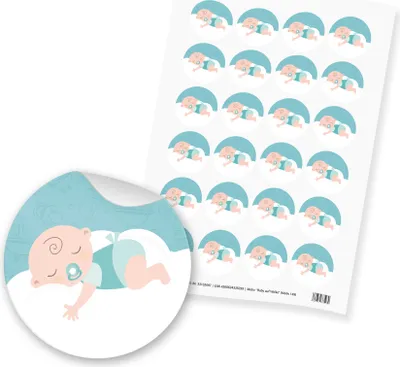 Produktbild von itenga 24x Sticker "Baby auf Wolke" (Motiv 149) mintgrün pastell