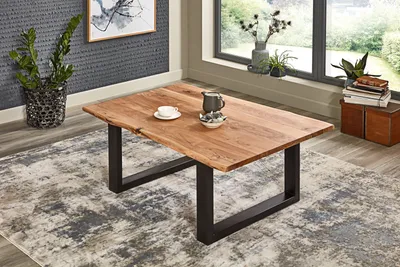 Produktbild von Couchtisch Baumkante massiv Akazie Natur 140 x 75 schwarz BILLY