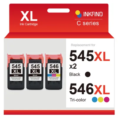 Produktbild von INKFIND 545XL 546XL Tintenpatrone kompatibel mit Canon545 Canon 545 Canon546 Canon 546 Canon PG-545 PG-545XL CL-546 CL-546XL Hohe Kapazität / 3er-Pack