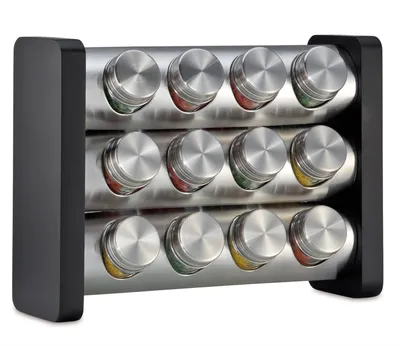 Produktbild von KÜCHENPROFI Gewürzständer mit 12 Gläsern schwarz rechteckig