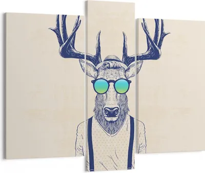 Produktbild von Bild auf Leinwand - Leinwandbild - Hirsch Abstraktion - 95x80cm - Wand Bild - Wanddeko - Wandbilder - Leinwanddruck - Bilder - Kunstdruck - Wanddekoration - Leinwand bilder - Wandkunst - CB95x80-3808