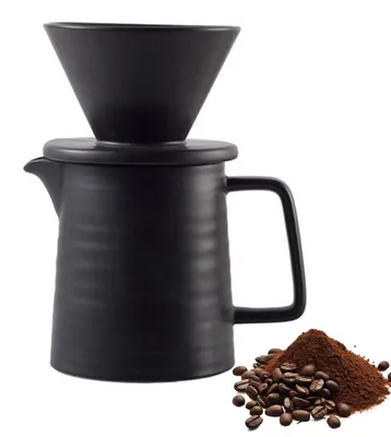 Pour-Over-Kaffeemaschine 500 ml, Porzellan, schwarz