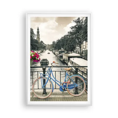 Produktbild von Gerahmtes Poster - Weißer Rahmen - Amsterdam Fahrräder Brücke - 70x100 cm - Wand Bild - Wanddeko - Wandbilder - Kunstposter - Wandposter - Bilderrahmen - Bilder - Kunstdruck - P2WPA70x100-4503