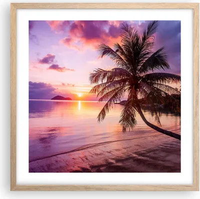 Produktbild von Gerahmtes Poster - Rahmen in heller Eiche - Strand Meer Palme - 50x50 cm - Wand Bild - Wanddeko - Wandbilder - Wandposter - Bilderrahmen - Bilder - Kunstdruck - Wandbild - P2NAC50x50-3912