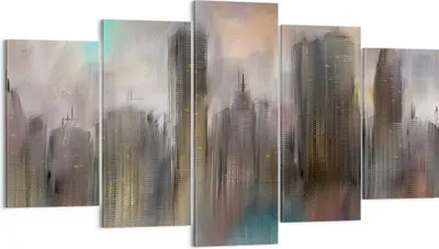 Produktbild von Bild auf Leinwand - Leinwandbild - Stadt Abstraktion - 160x85cm - Wand Bild - Wanddeko - Wandbilder - Leinwanddruck - Bilder - Kunstdruck - Wanddekoration - Leinwand bilder - Wandkunst - EA160x85-3675